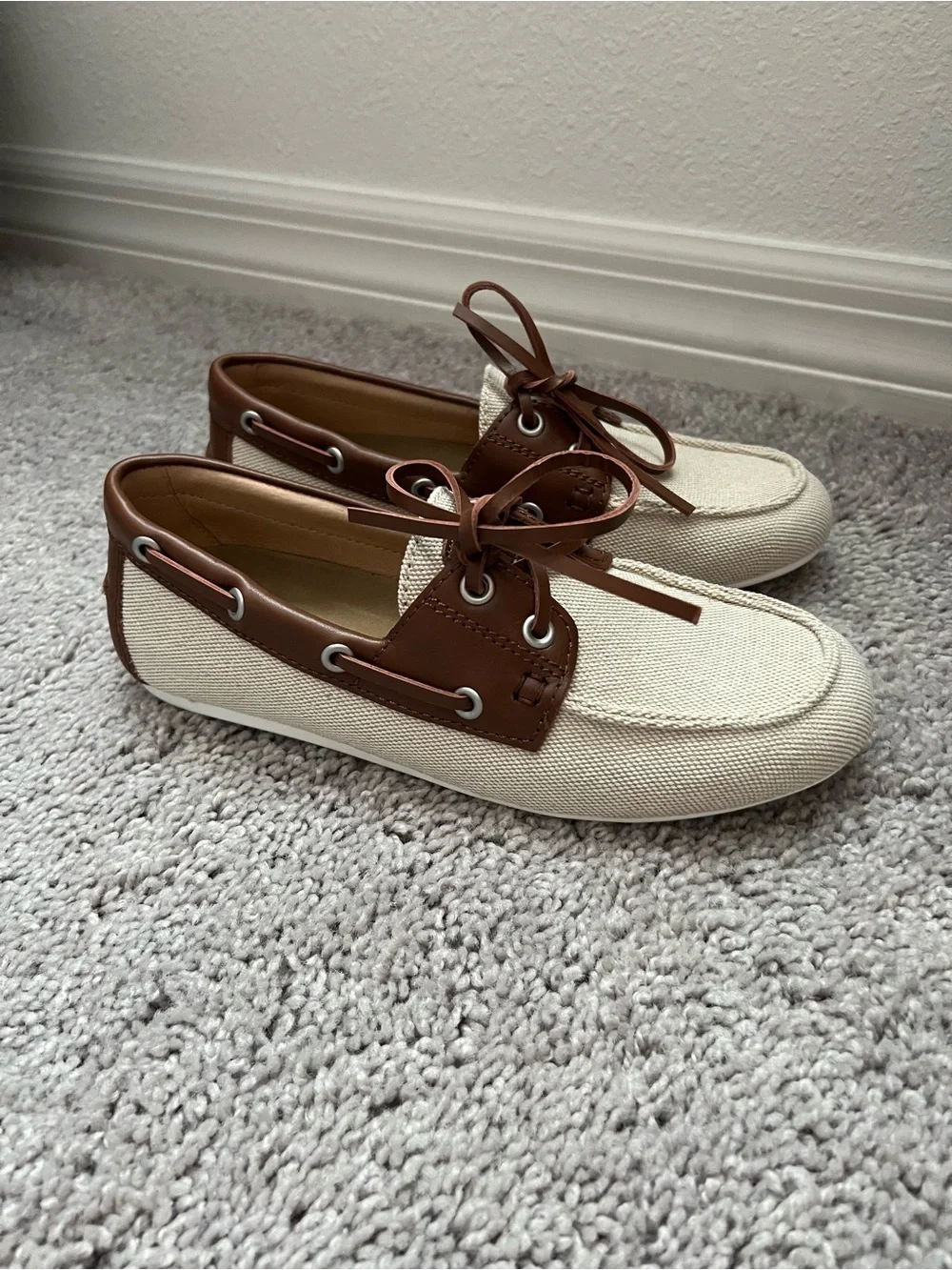 NWT Anthropologie Bibi Lou Canvas & Leather Boat Shoes Women US 6